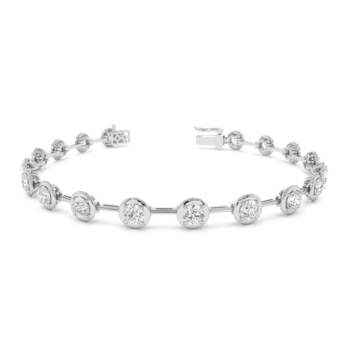 3.60 CTW Round Lab-Grown Diamond Bar Bracelet in 14K Gold — view 4