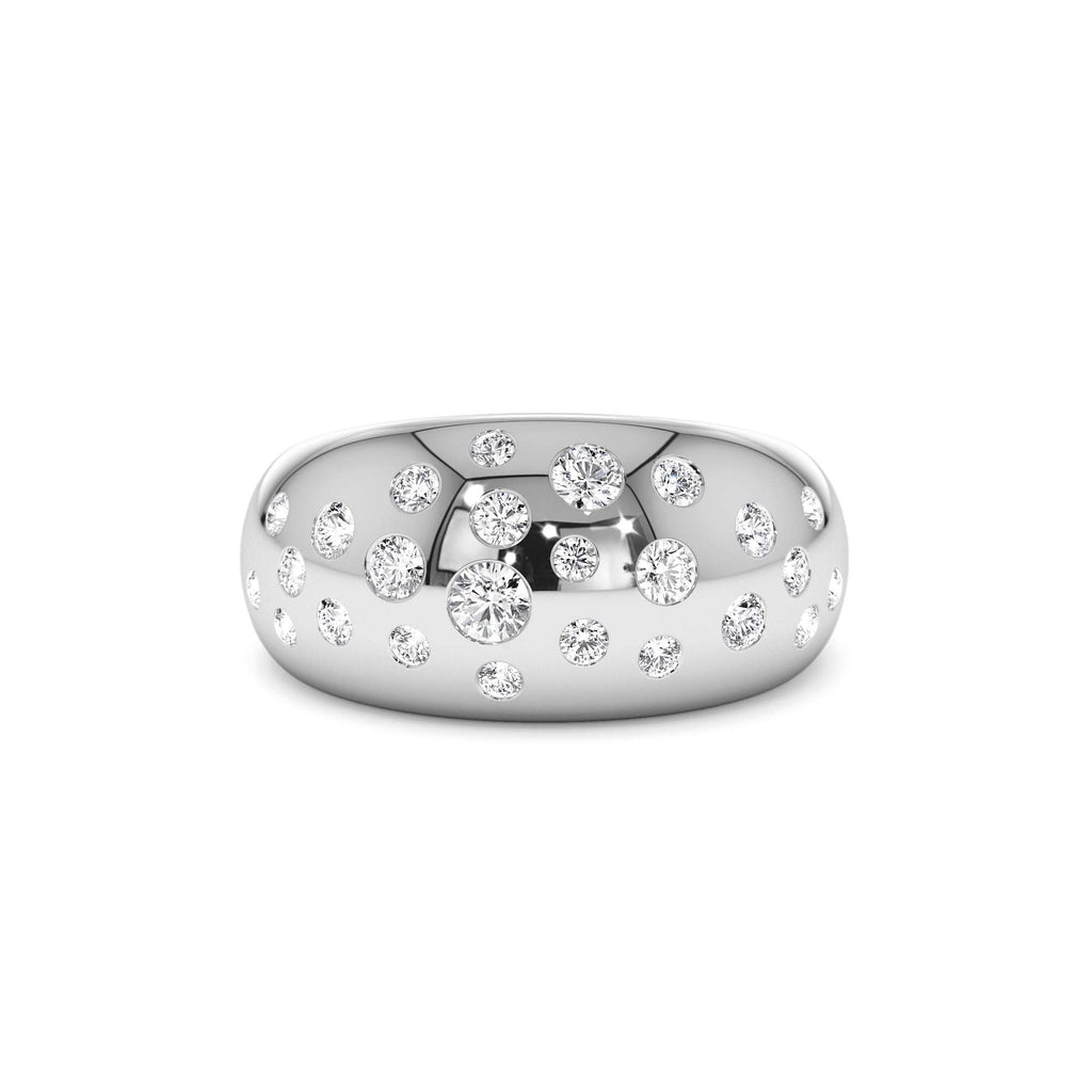 Flush Setting Cluster Dome Ring in 14K Gold — view 4