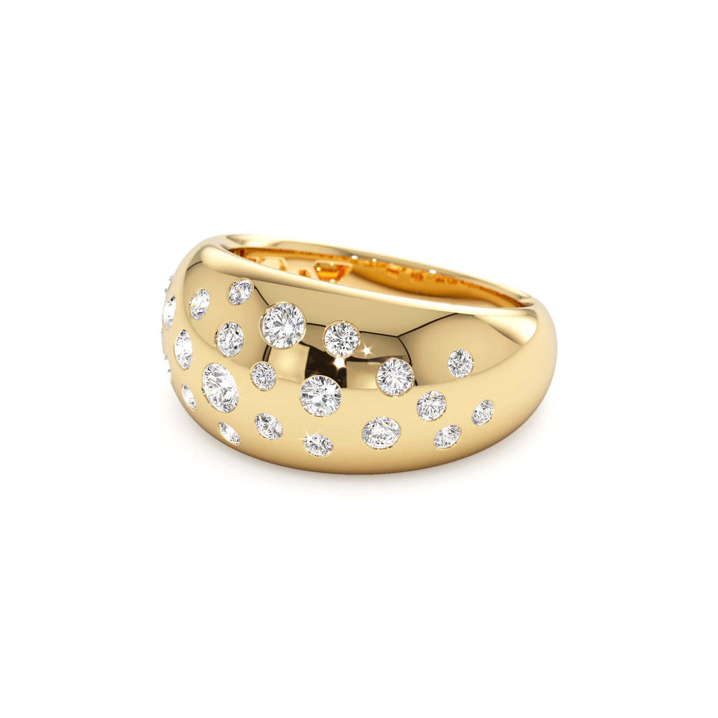Flush Setting Cluster Dome Ring in 14K Gold — view 2