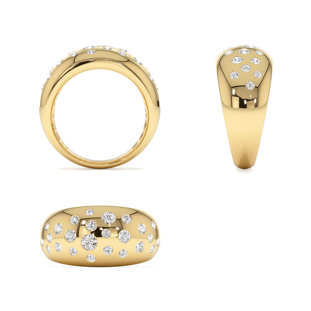 Flush Setting Cluster Dome Ring in 14K Gold — view 3