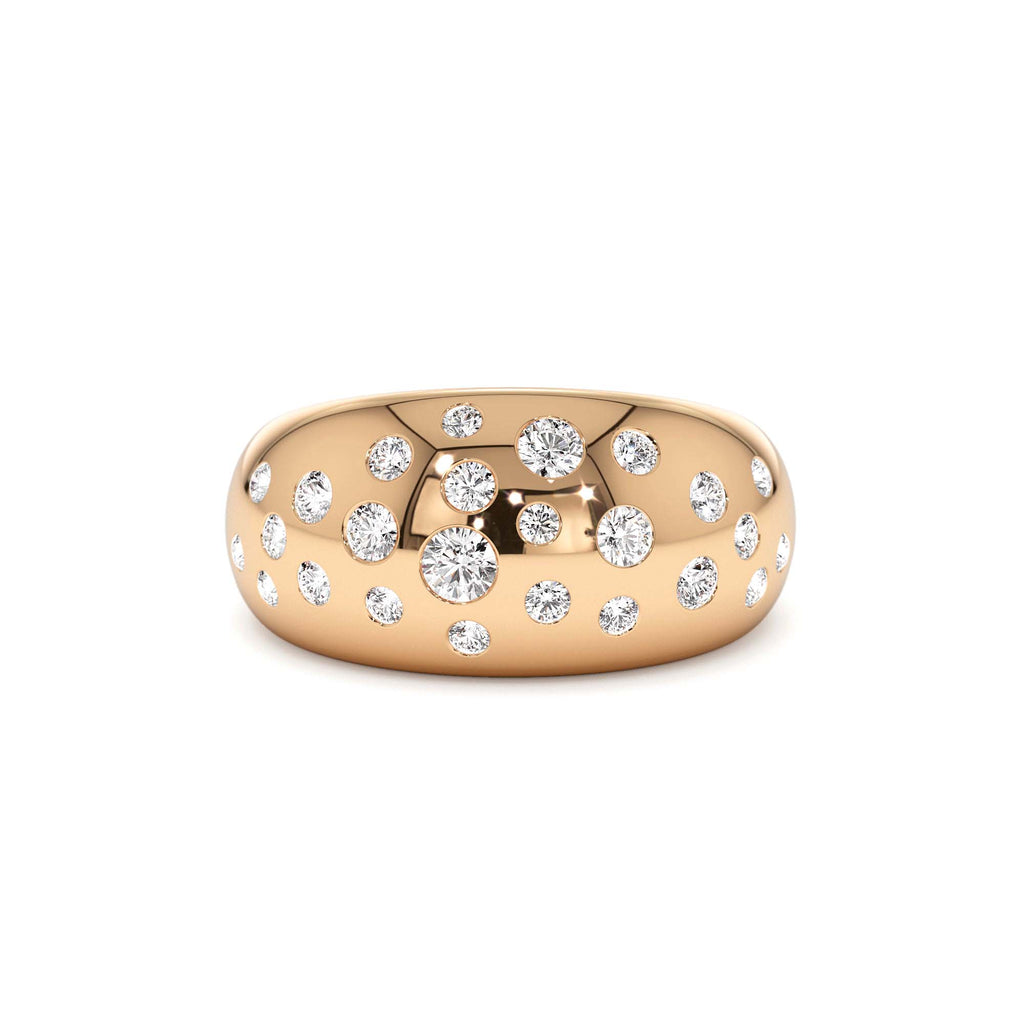 Flush Setting Cluster Dome Ring in 14K Gold — view 5