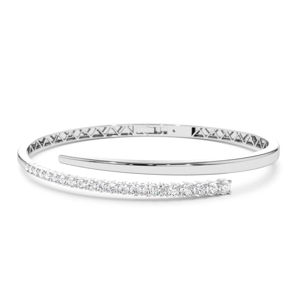 Cross Over Graduating Diamond Bangle in 14K Gold — view 4