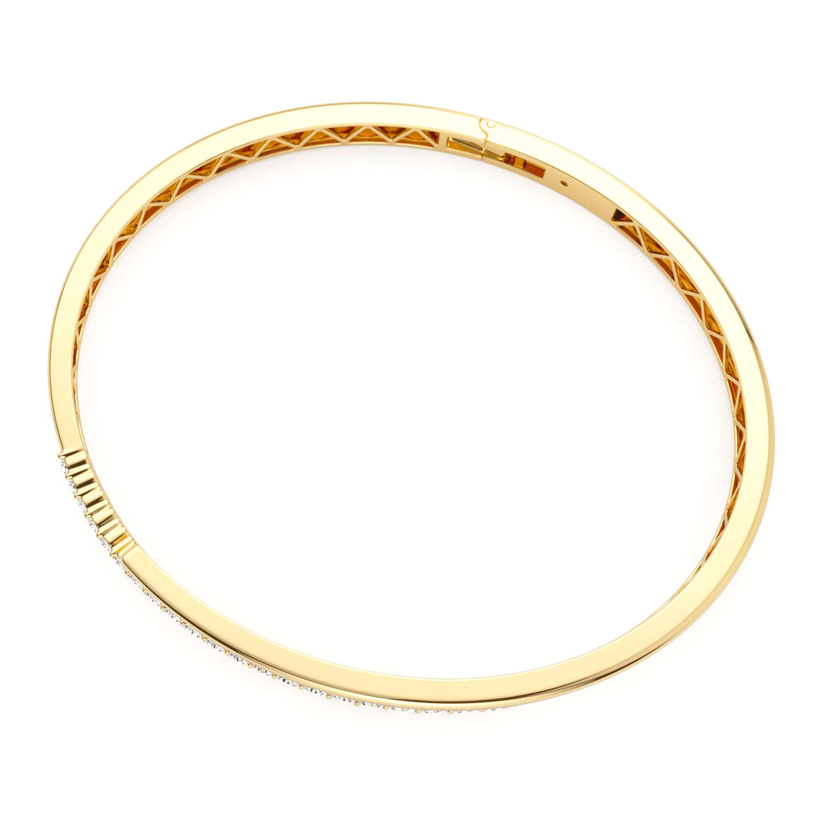 Cross Over Graduating Diamond Bangle in 14K Gold — view 2