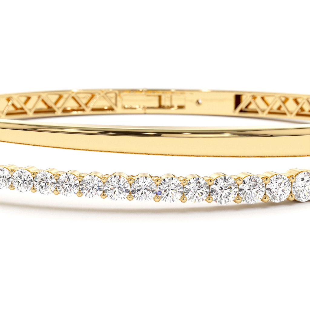 Cross Over Graduating Diamond Bangle in 14K Gold — view 3