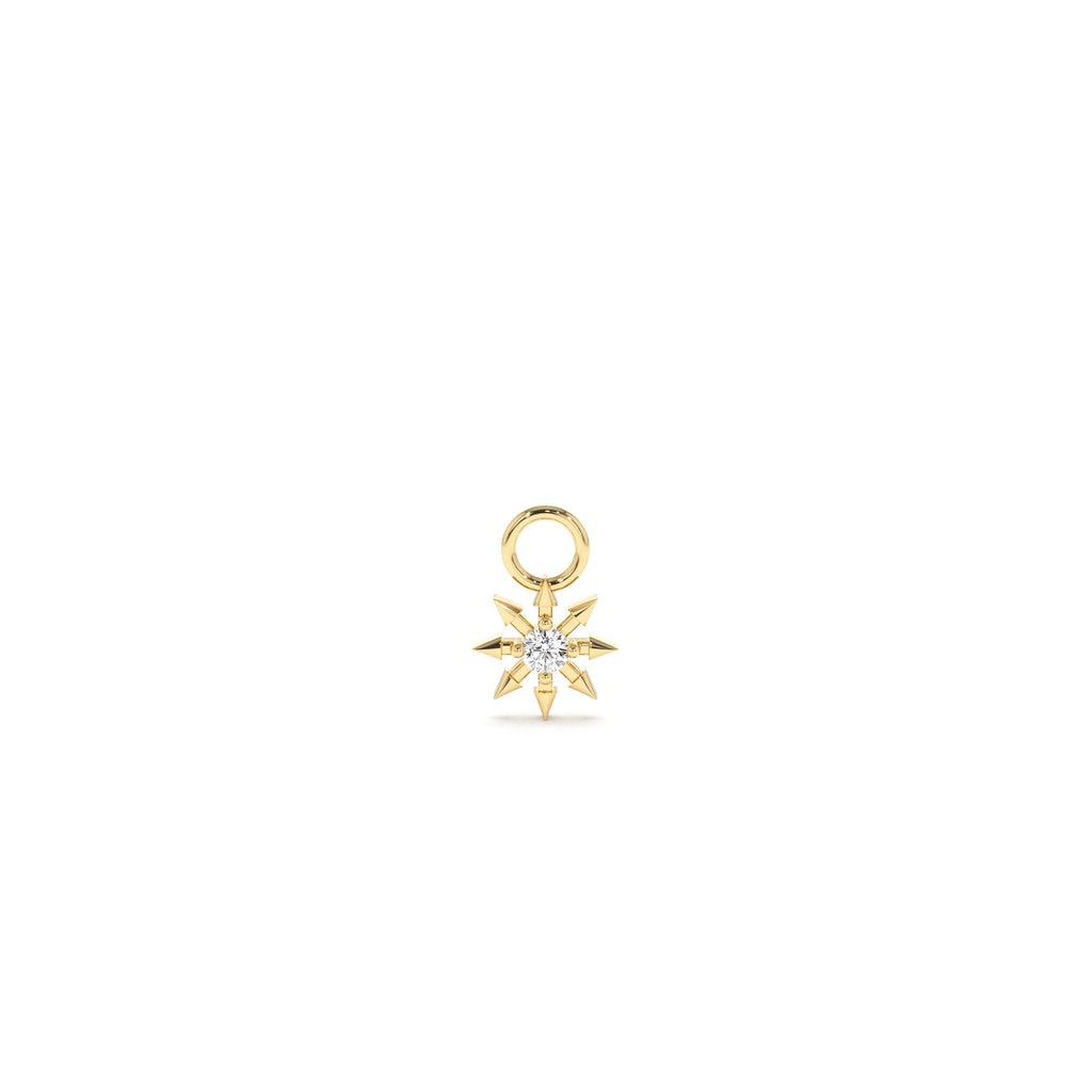 Diamond Spiked Star Hoop Charm in 14K Gold — view 1