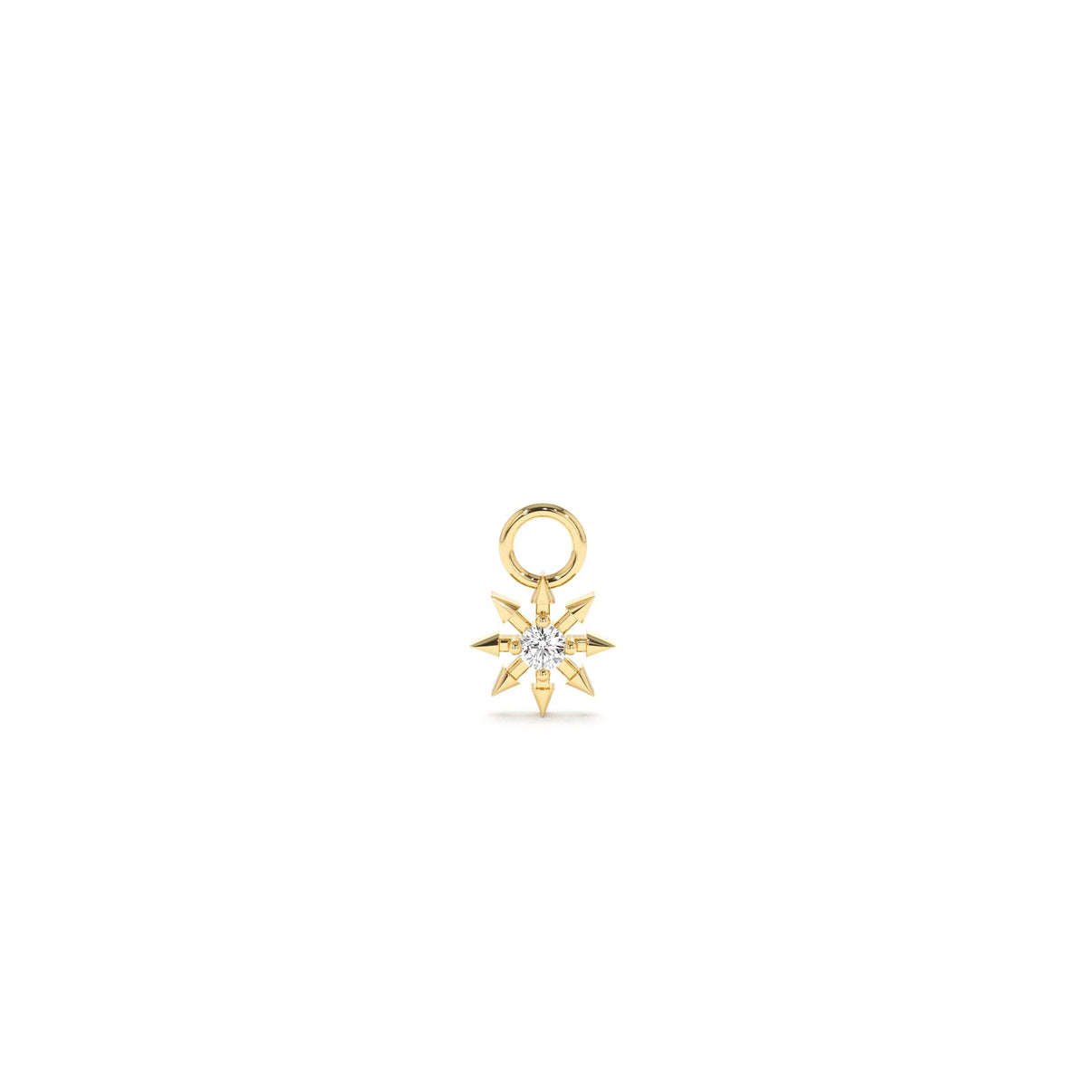 Diamond Spiked Star Hoop Charm in 14K Gold — view 1