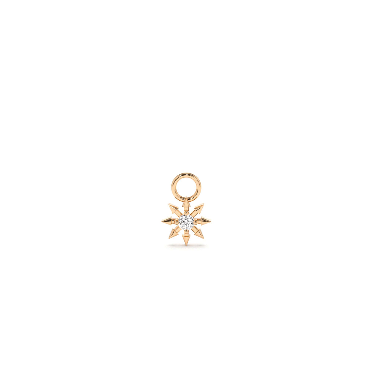 Diamond Spiked Star Hoop Charm in 14K Gold — view 3