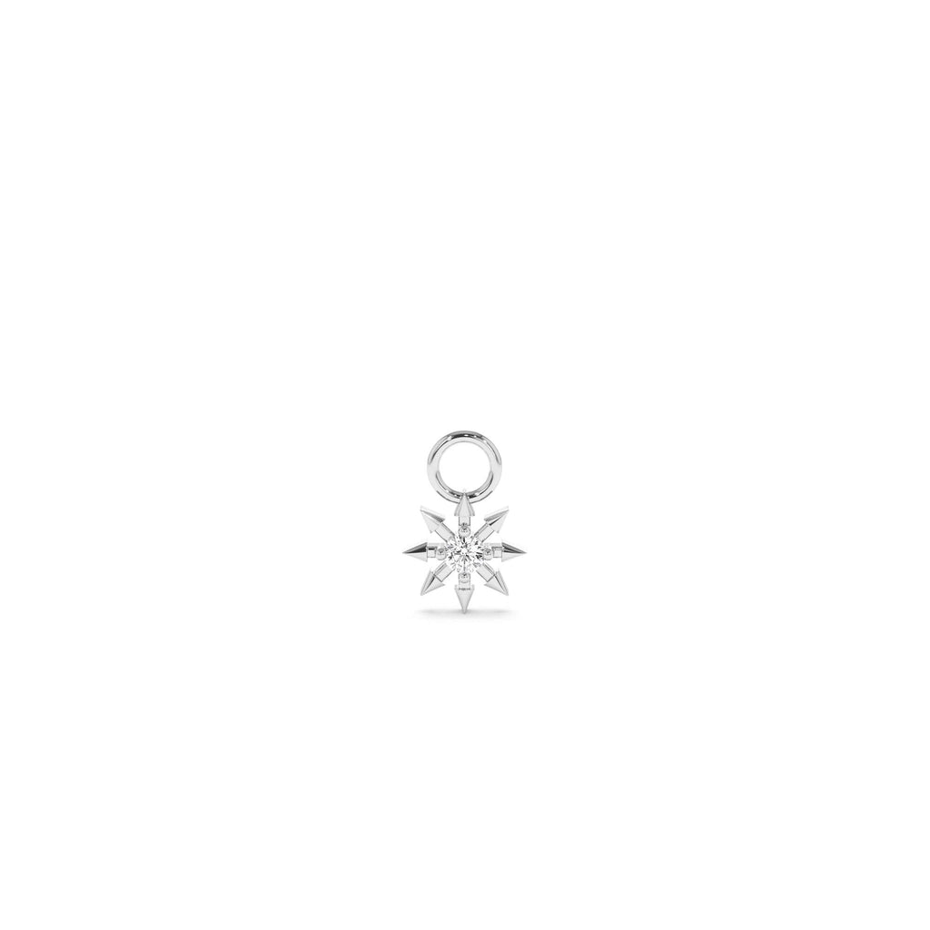 Diamond Spiked Star Hoop Charm in 14K Gold — view 2