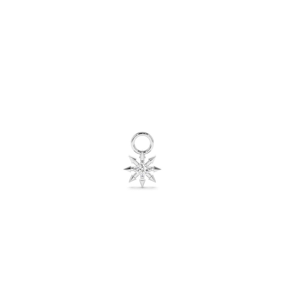 Diamond Spiked Star Hoop Charm in 14K Gold — view 2