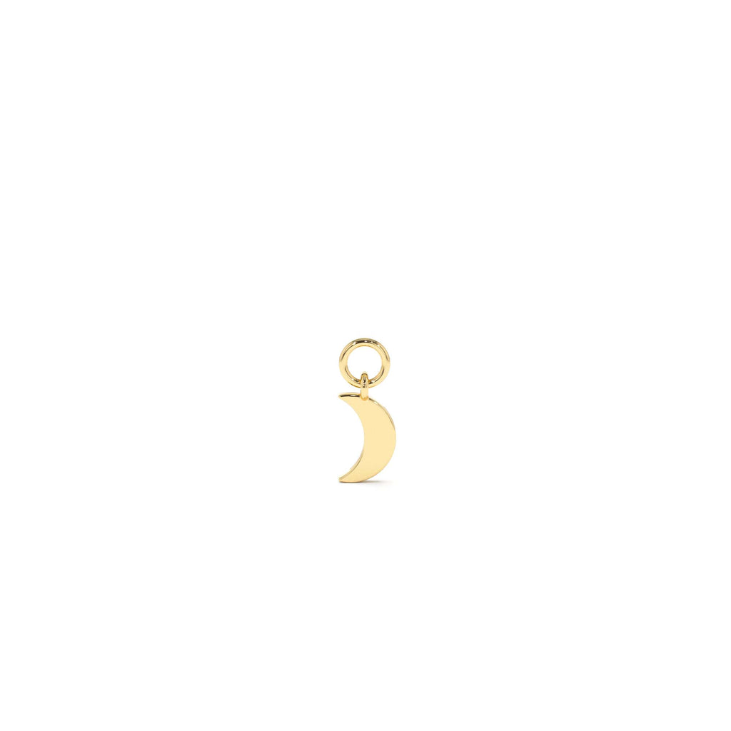 Solid Crescent Hoop Charm in 14K Gold — view 1
