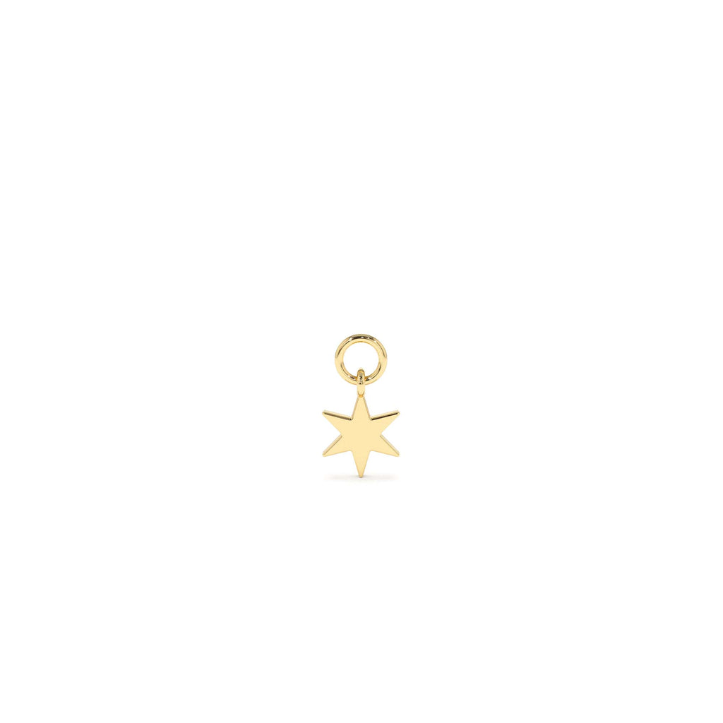 Solid Star Hoop Charm in 14K Gold — view 1