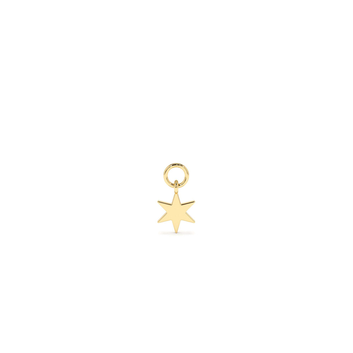 Solid Star Hoop Charm in 14K Gold — view 1