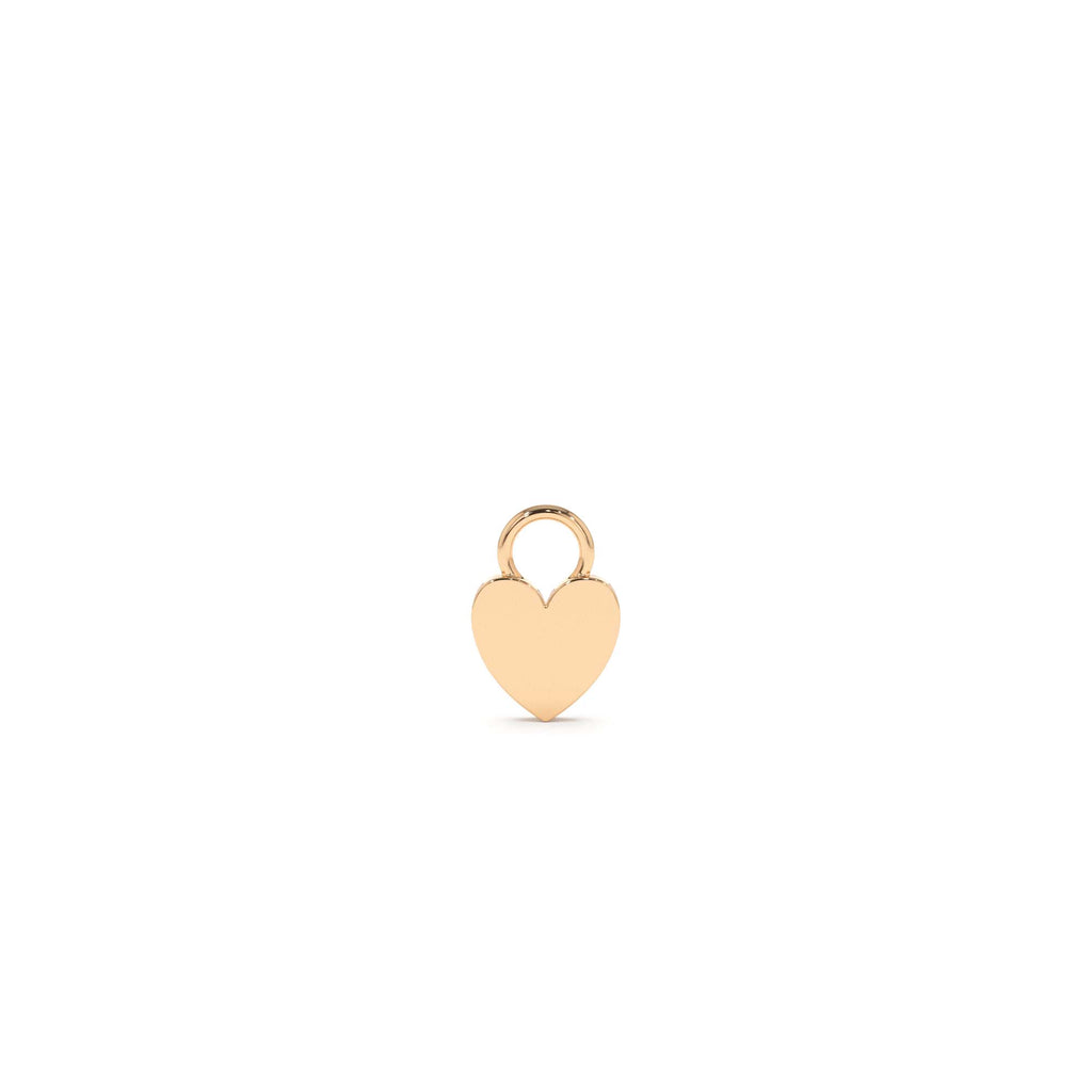 Flat Heart Hoop Charm in 14K Gold — view 3