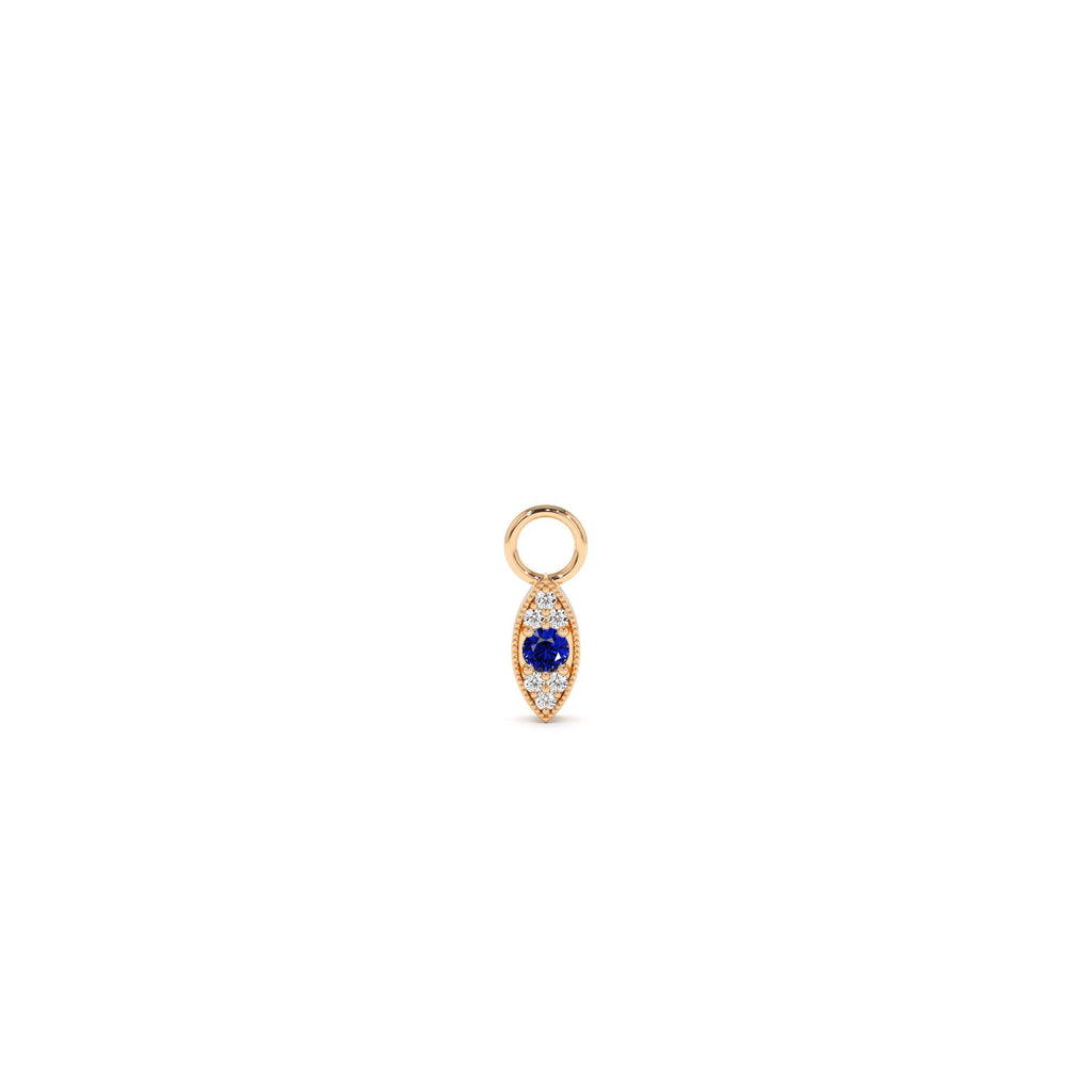 Evil Eye Hoop Charm in 14K Gold — view 3