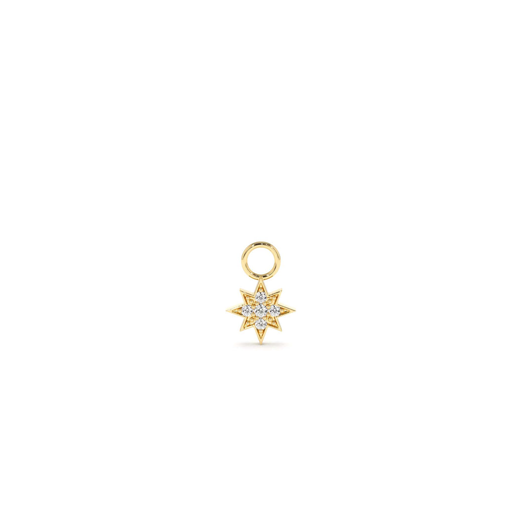 Diamond Star Hoop Charm in 14K Gold — view 1