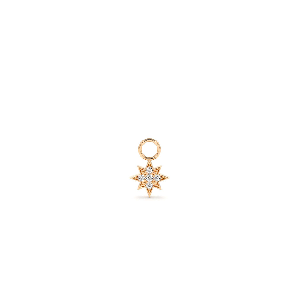 Diamond Star Hoop Charm in 14K Gold — view 3