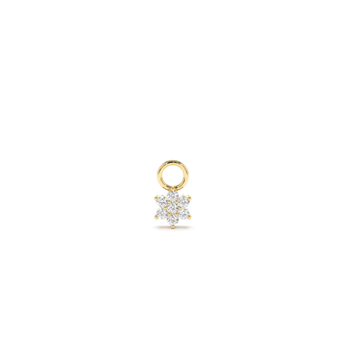 Diamond Flower Hoop Charm in 14K Gold — view 1
