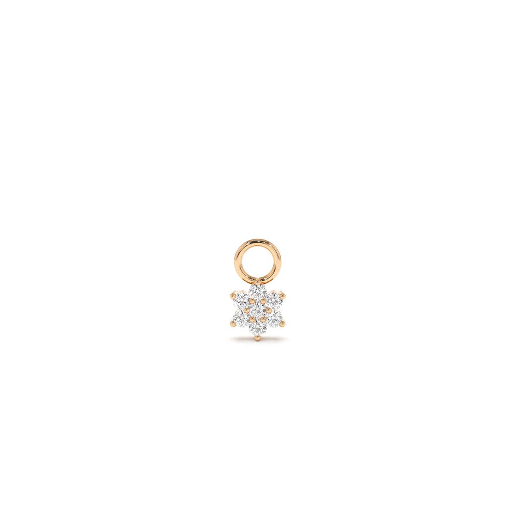 Diamond Flower Hoop Charm in 14K Gold — view 3