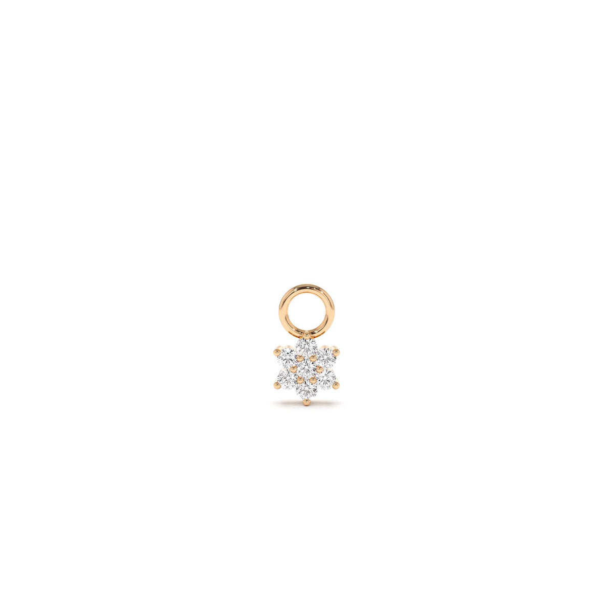 Diamond Flower Hoop Charm in 14K Gold — view 3