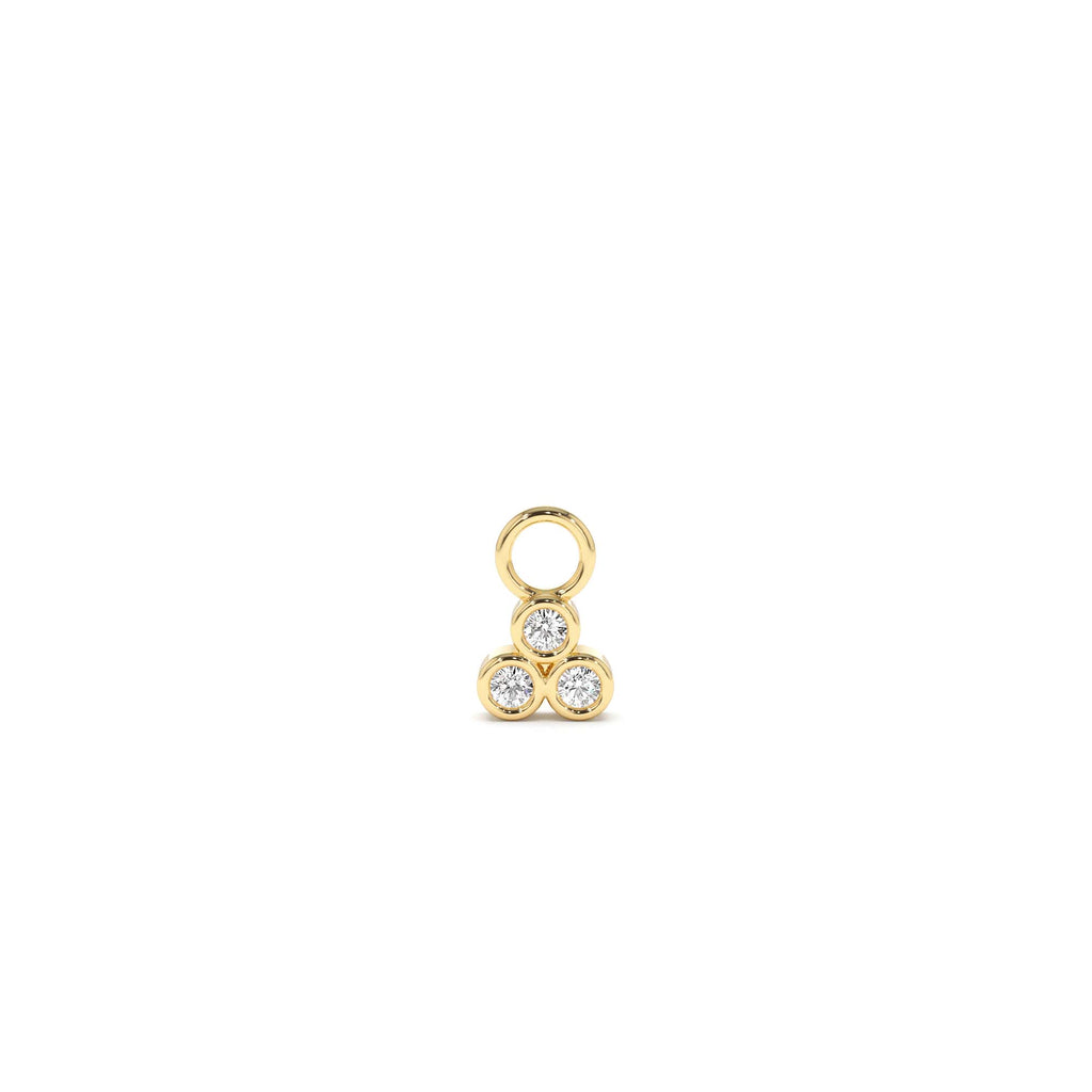 Tri Bezel Hoop Charm in 14K Gold — view 1