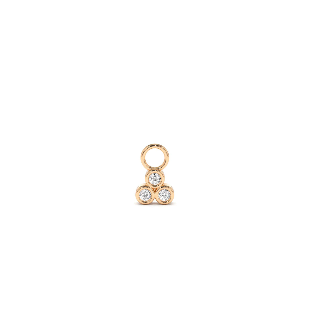 Tri Bezel Hoop Charm in 14K Gold — view 3