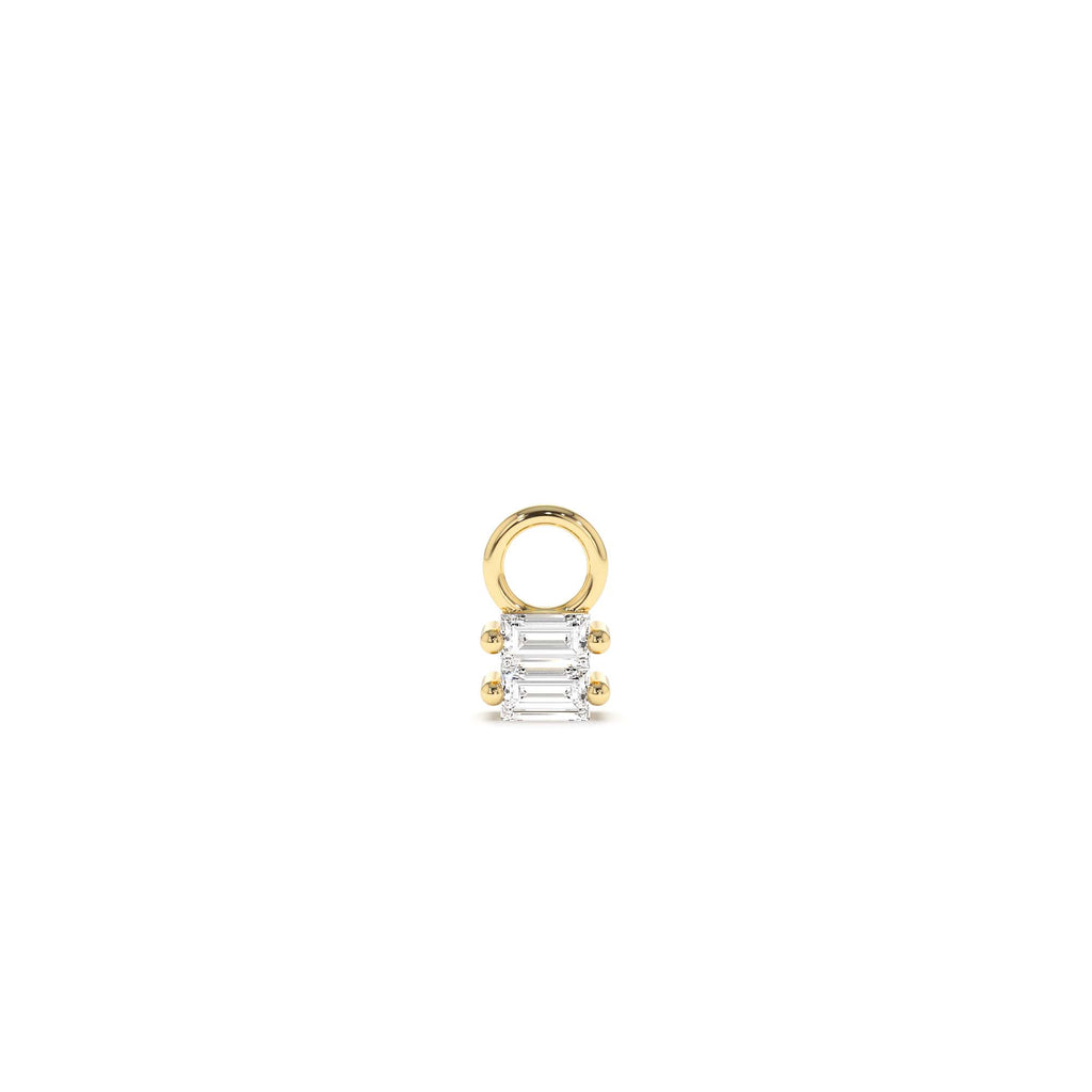 Double Baguette Hoop Charm in 14K Gold — view 1