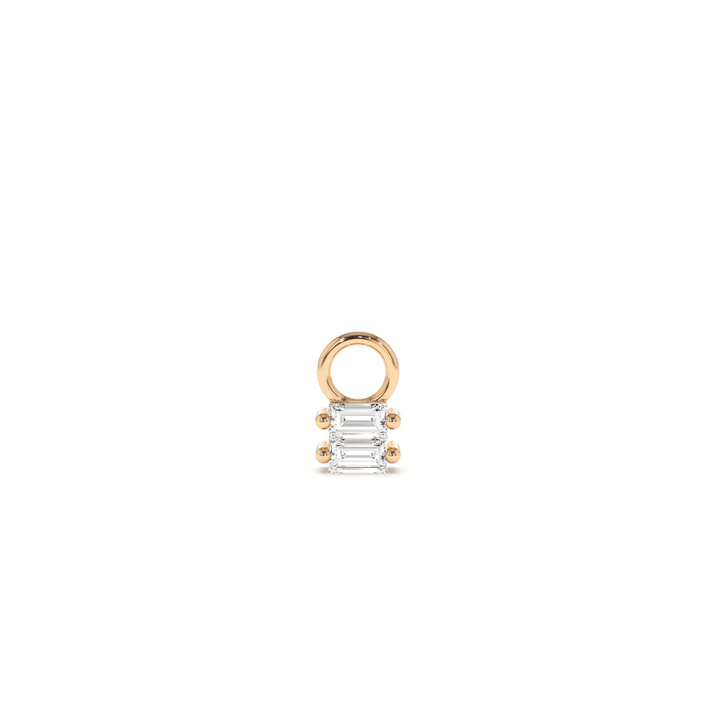 Double Baguette Hoop Charm in 14K Gold — view 3