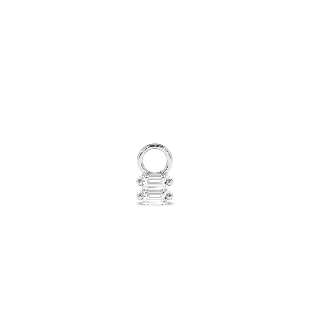 Double Baguette Hoop Charm in 14K Gold — view 2