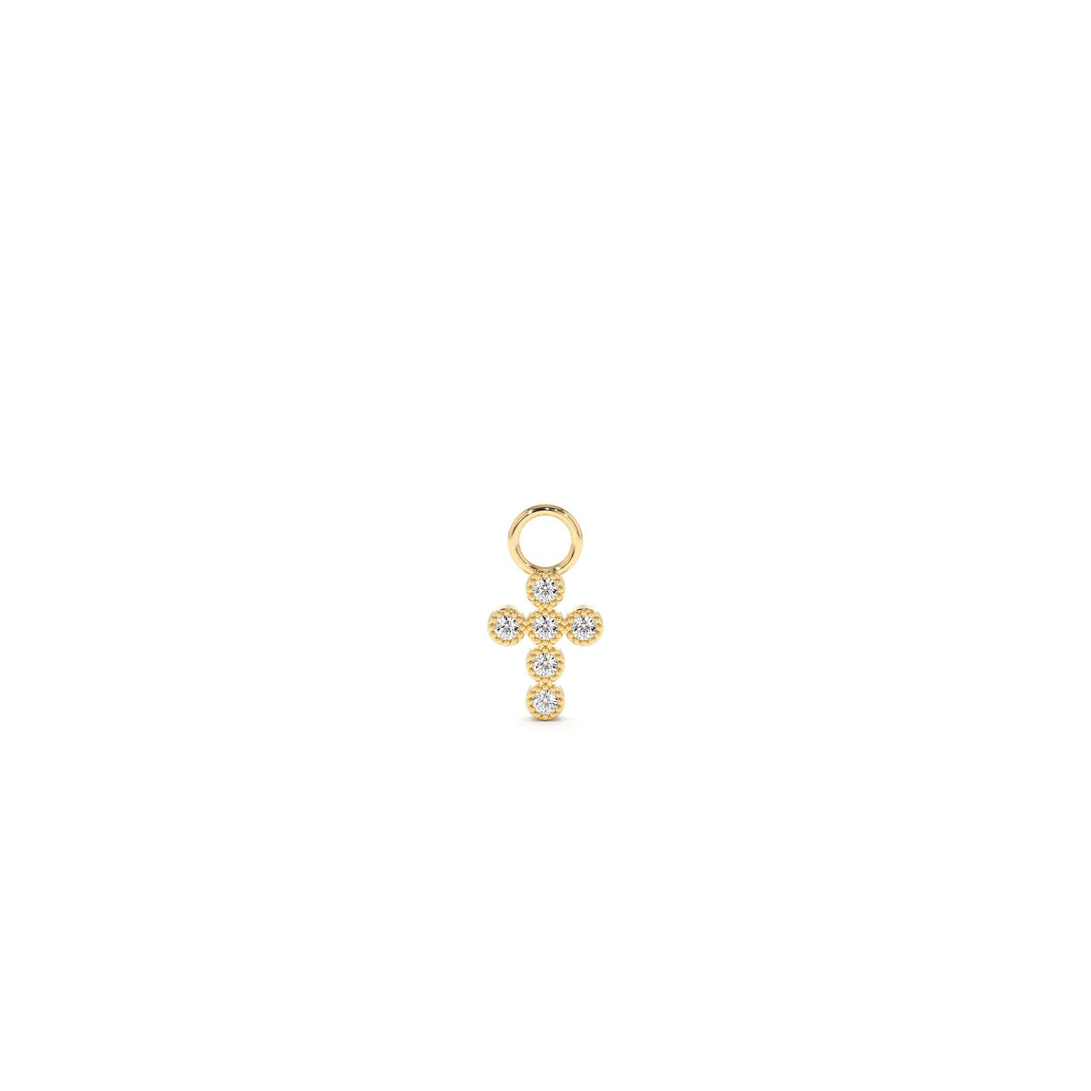 Diamond Cross Hoop Charm in 14K Gold — view 1