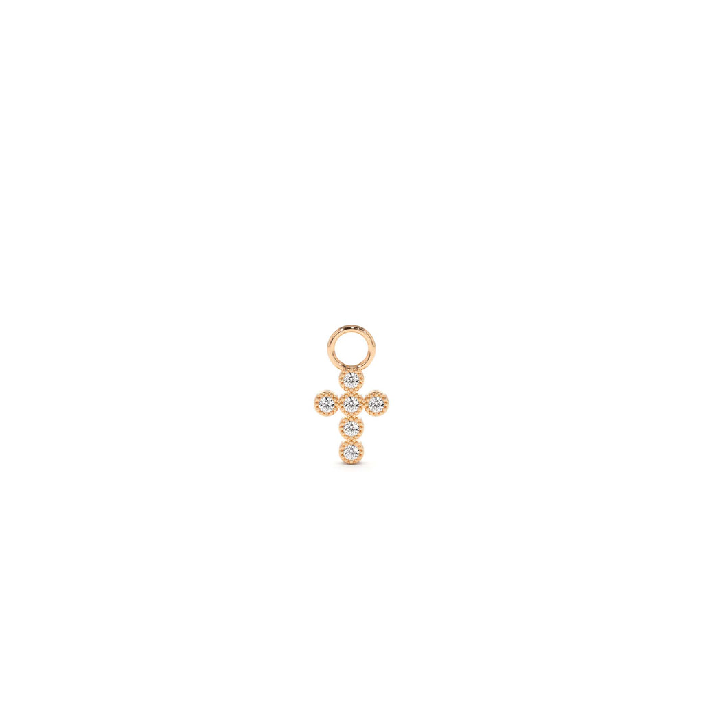 Diamond Cross Hoop Charm in 14K Gold — view 3