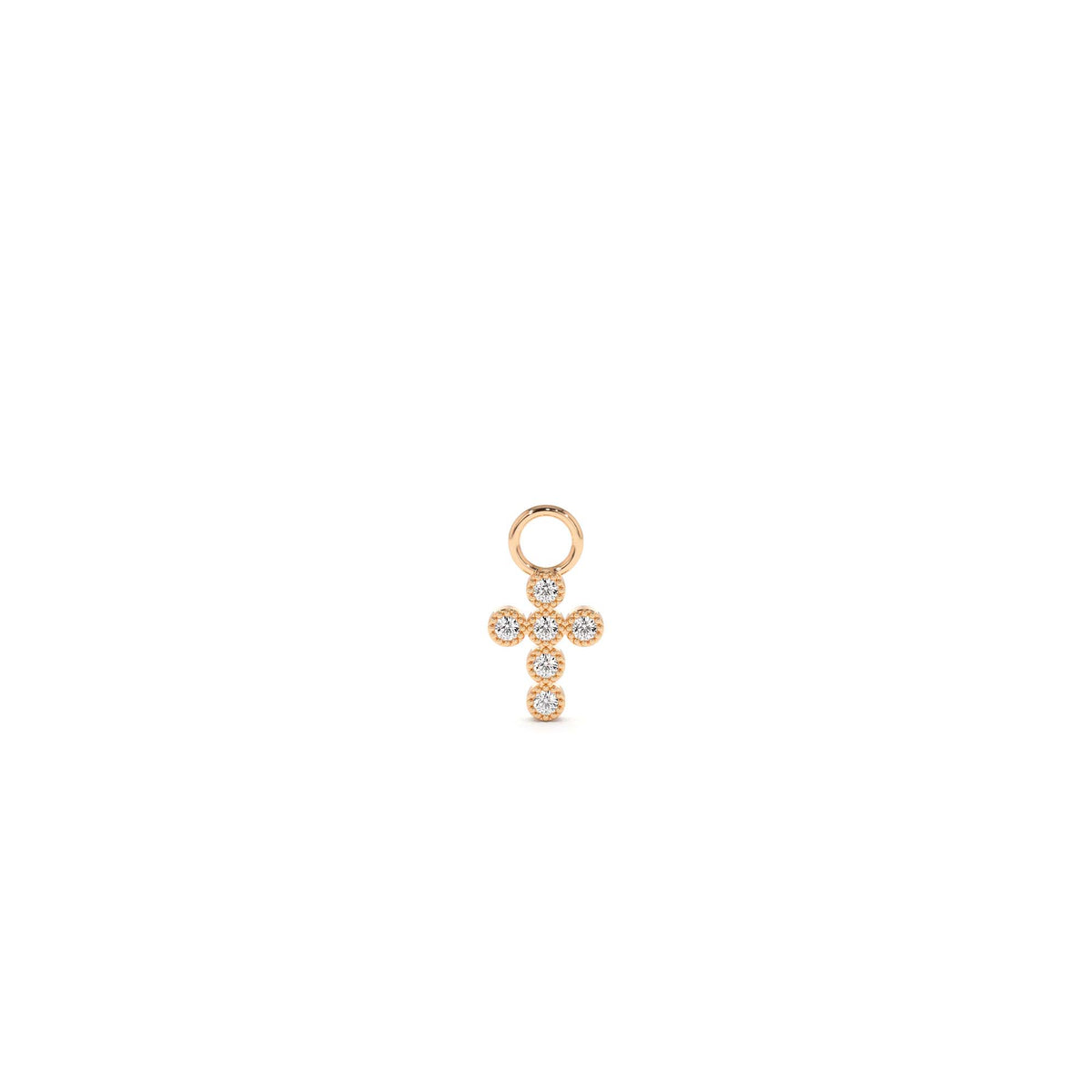 Diamond Cross Hoop Charm in 14K Gold — view 3
