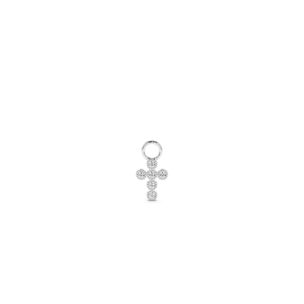 Diamond Cross Hoop Charm in 14K Gold — view 2