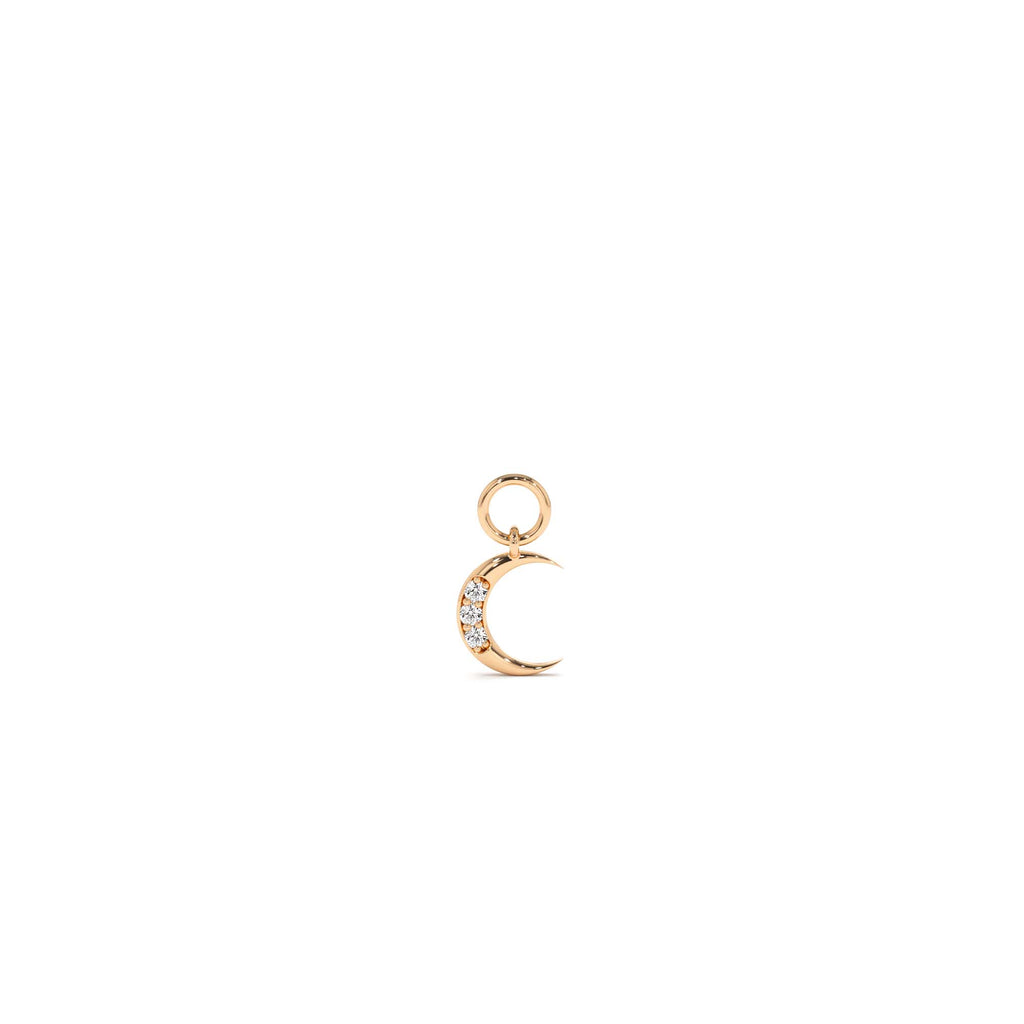 Diamond Crescent Hoop Charm in 14K Gold — view 3