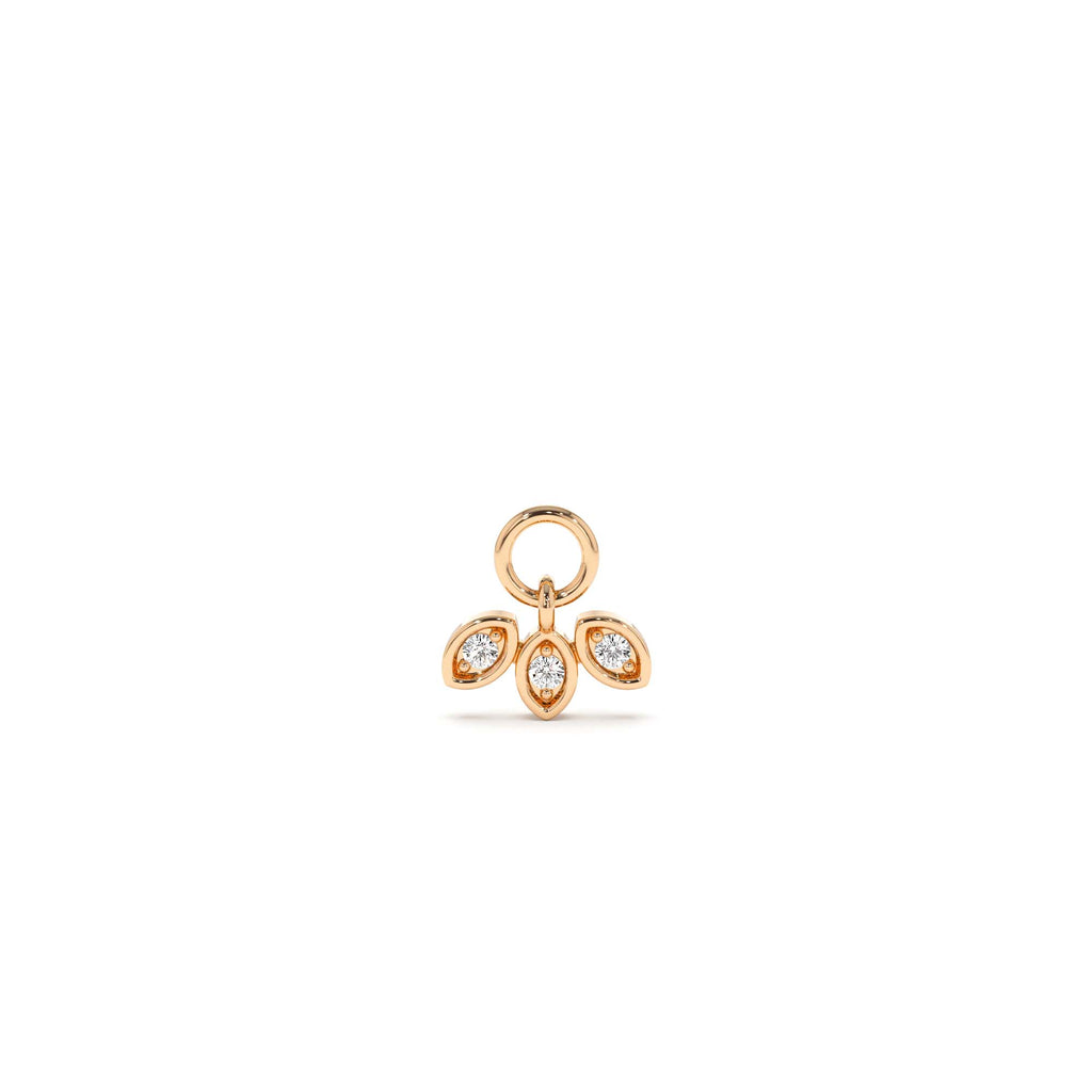 Leaf Shape Hoop Charm in 14K Gold — view 3