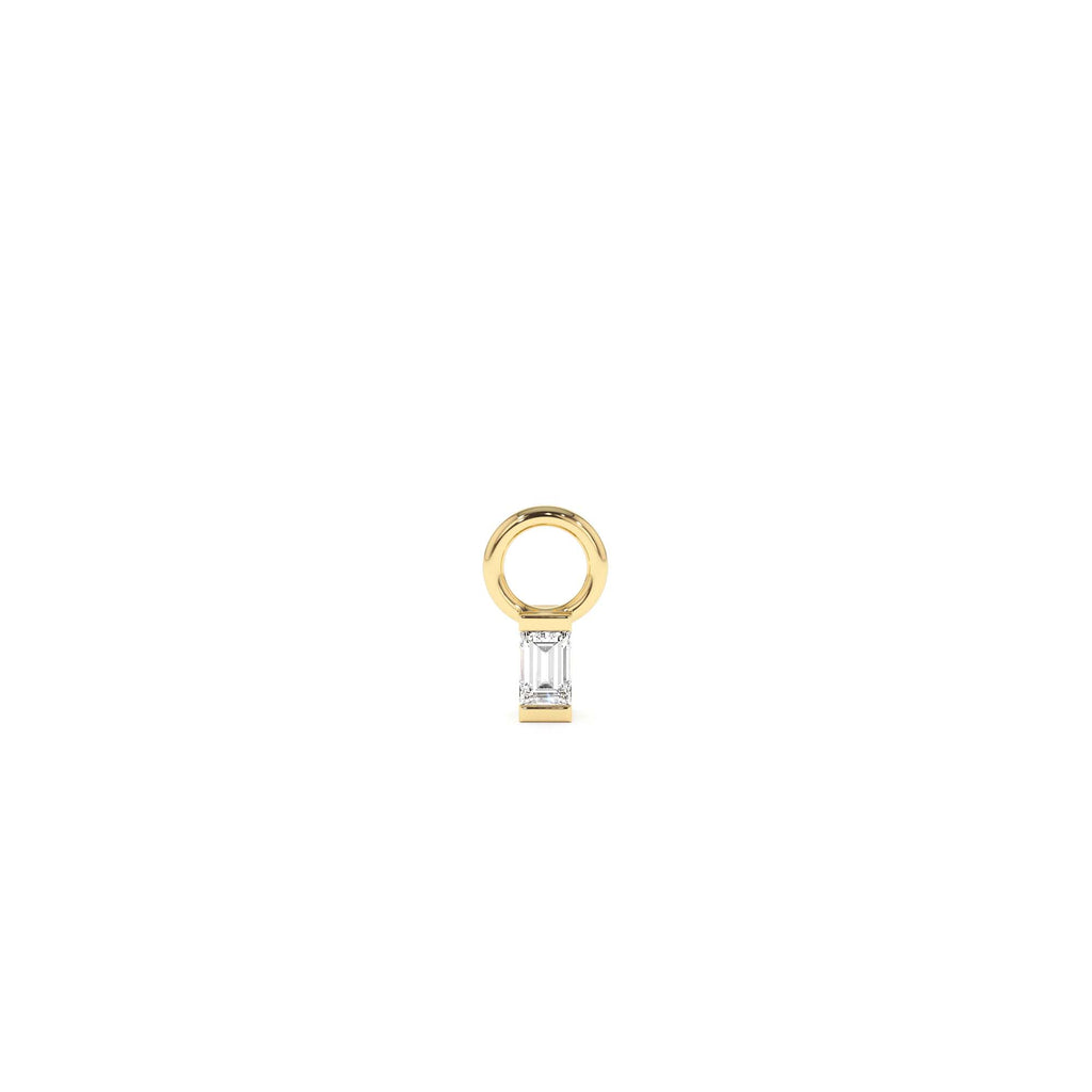 Single Baguette Hoop Charm in 14K Gold — view 1