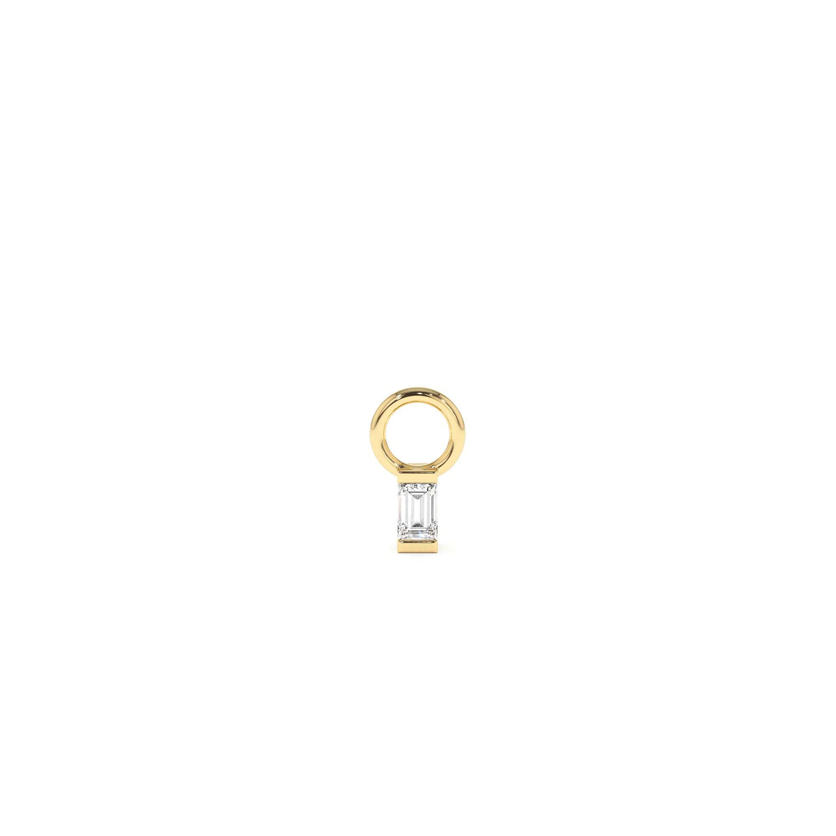 Single Baguette Hoop Charm in 14K Gold — view 1