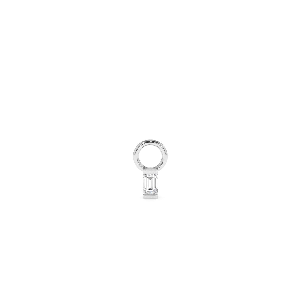 Single Baguette Hoop Charm in 14K Gold — view 2