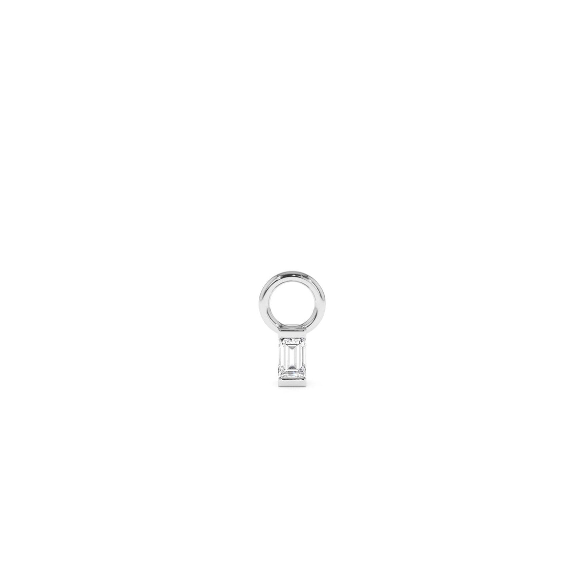 Single Baguette Hoop Charm in 14K Gold — view 2