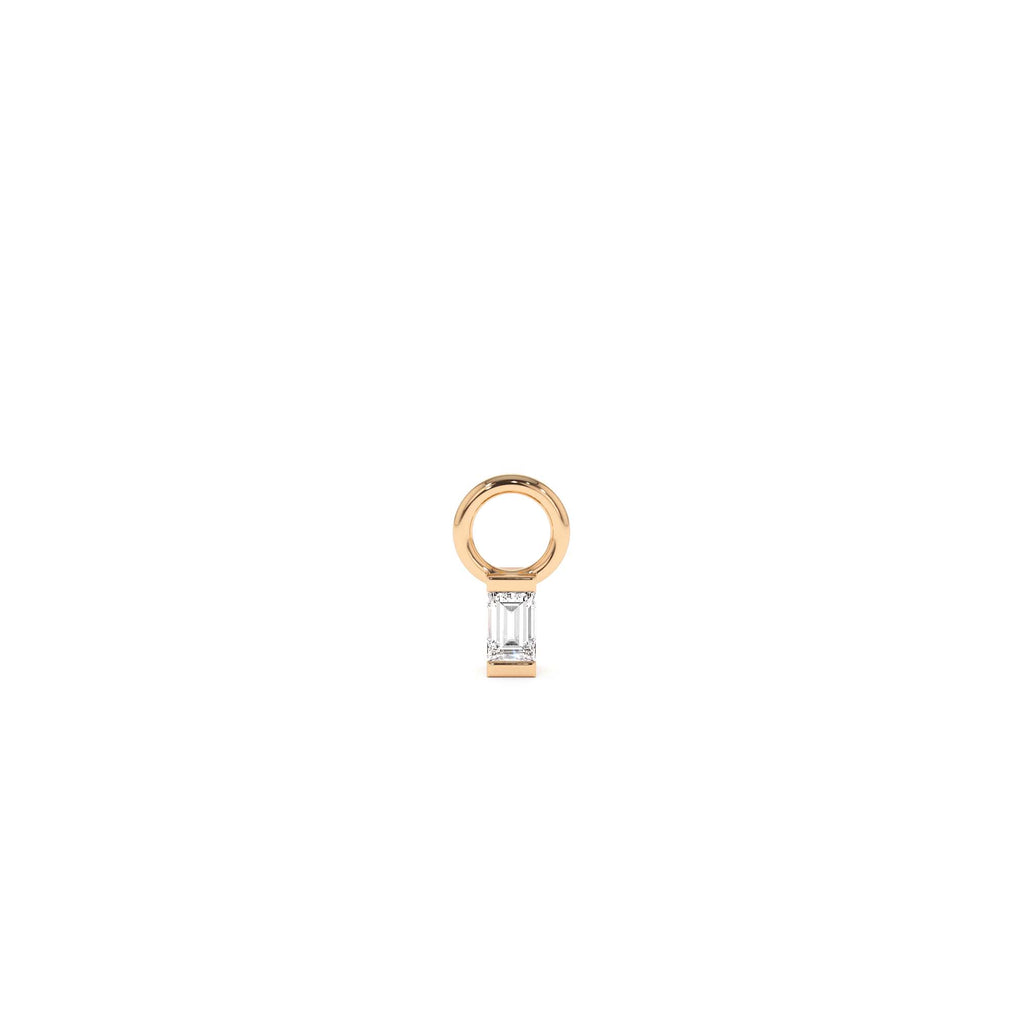 Single Baguette Hoop Charm in 14K Gold — view 3