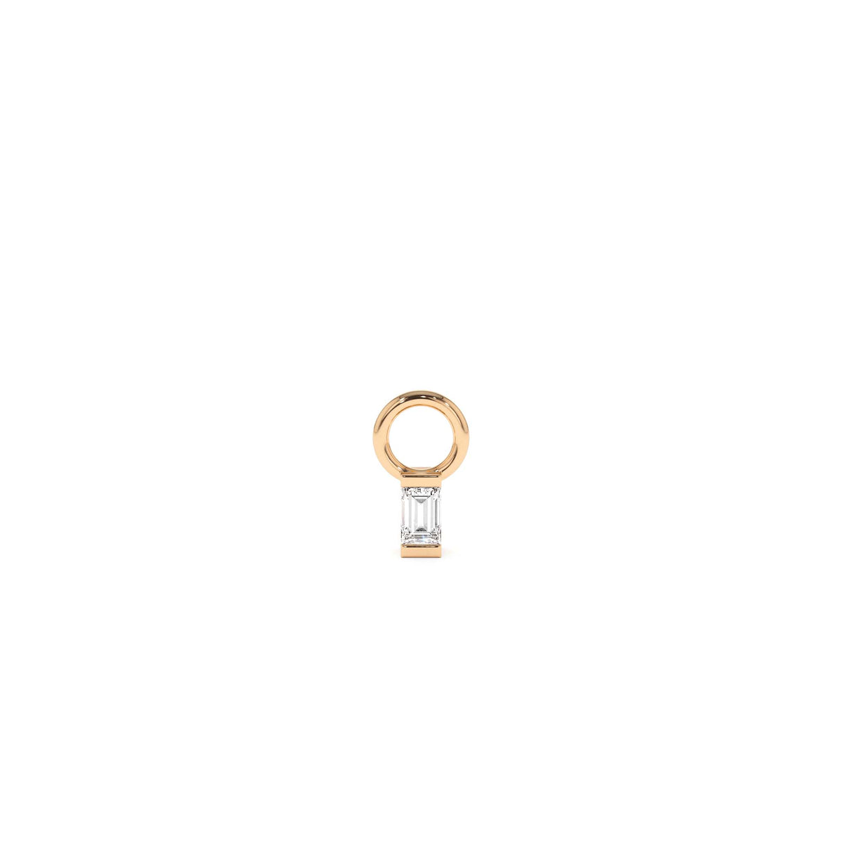 Single Baguette Hoop Charm in 14K Gold — view 3