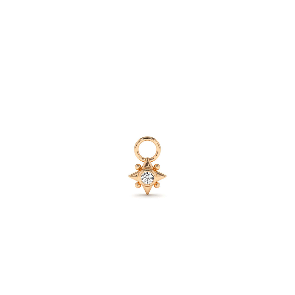 Diamond Starburst Hoop Charm in 14K Gold — view 3