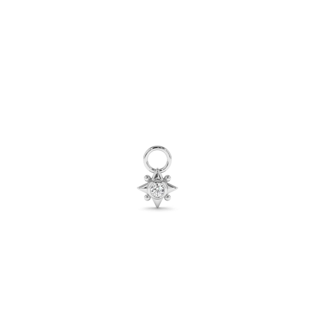 Diamond Starburst Hoop Charm in 14K Gold — view 2