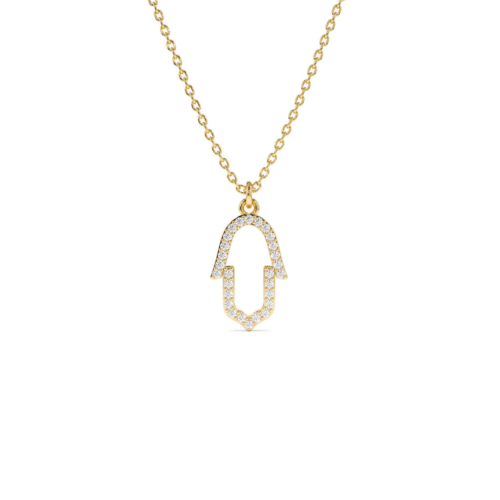 Diamond Hamsa Necklace in 14K Gold — view 1
