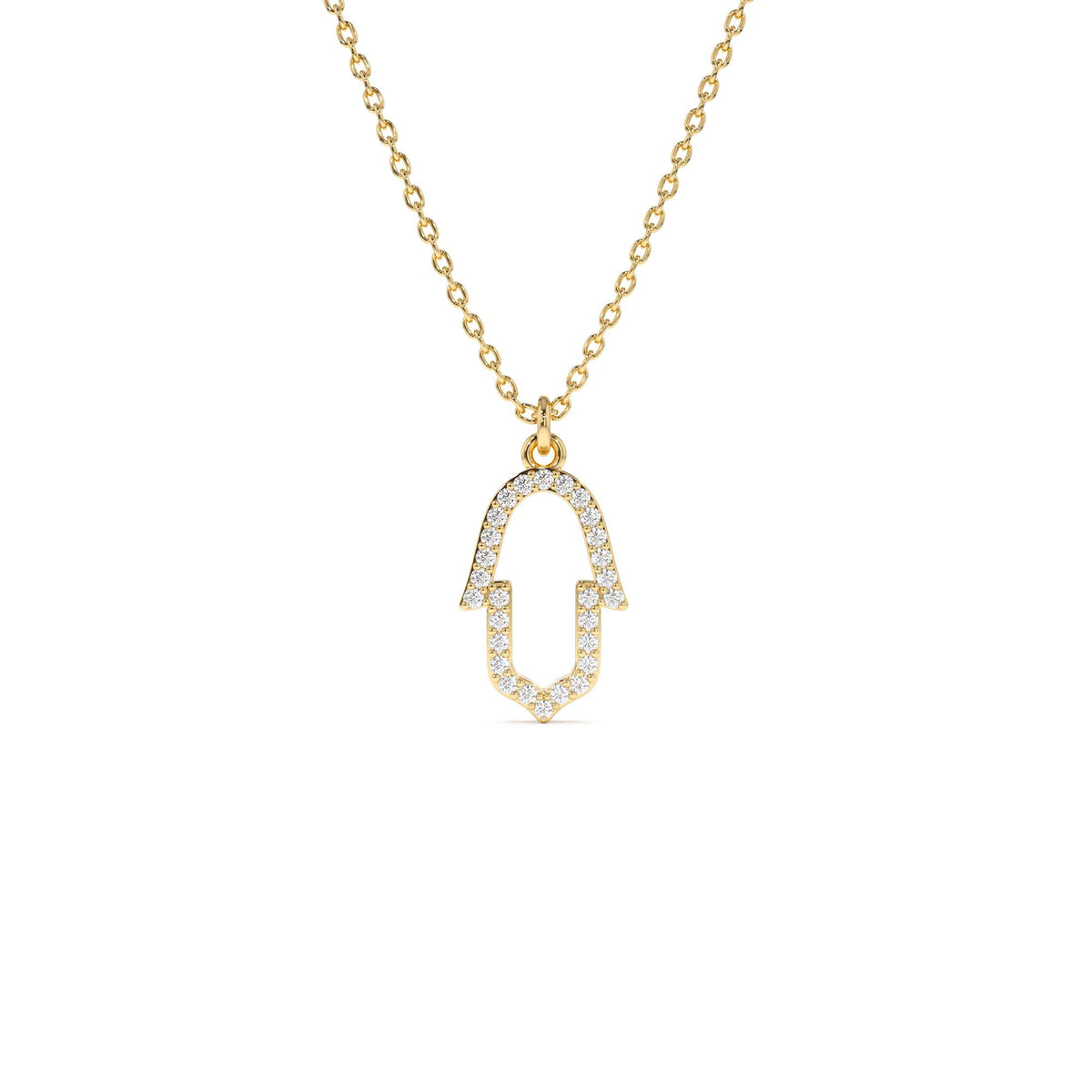 Diamond Hamsa Necklace in 14K Gold — view 1