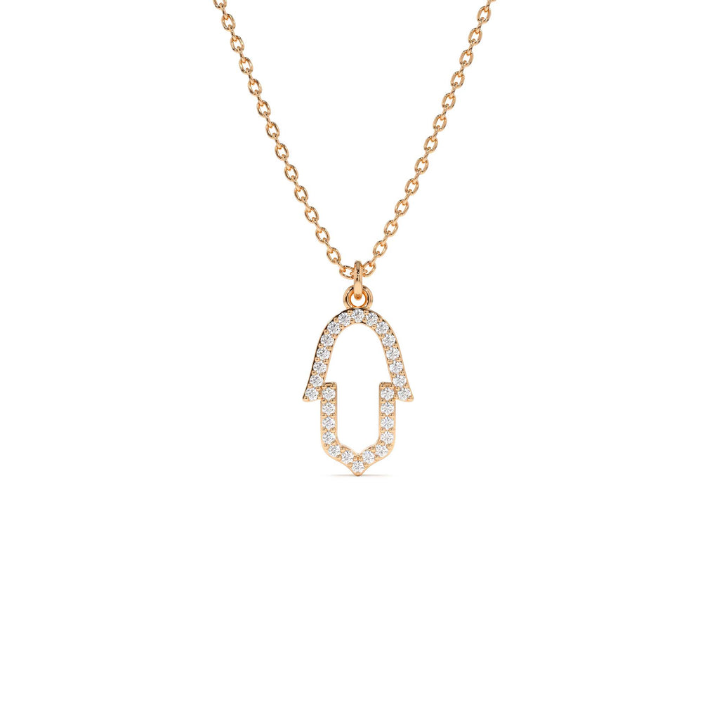 Diamond Hamsa Necklace in 14K Gold — view 3