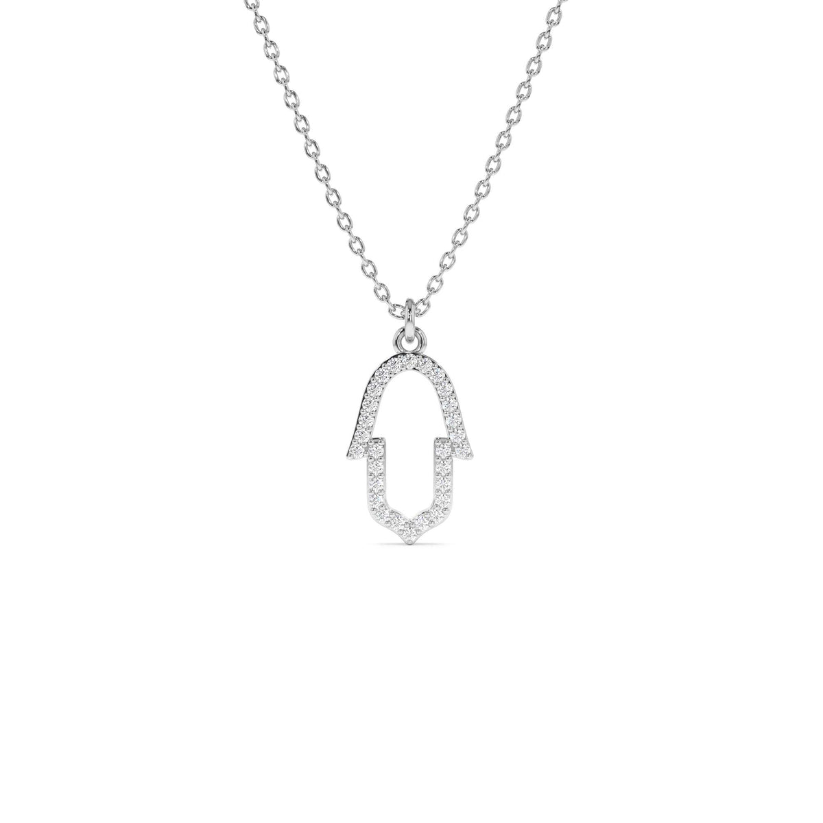 Diamond Hamsa Necklace in 14K Gold — view 2