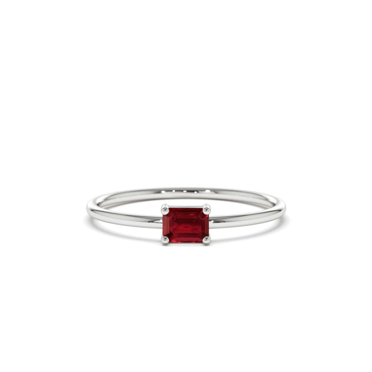 Octagon Cut Ruby Ring in 14K Gold — view 4