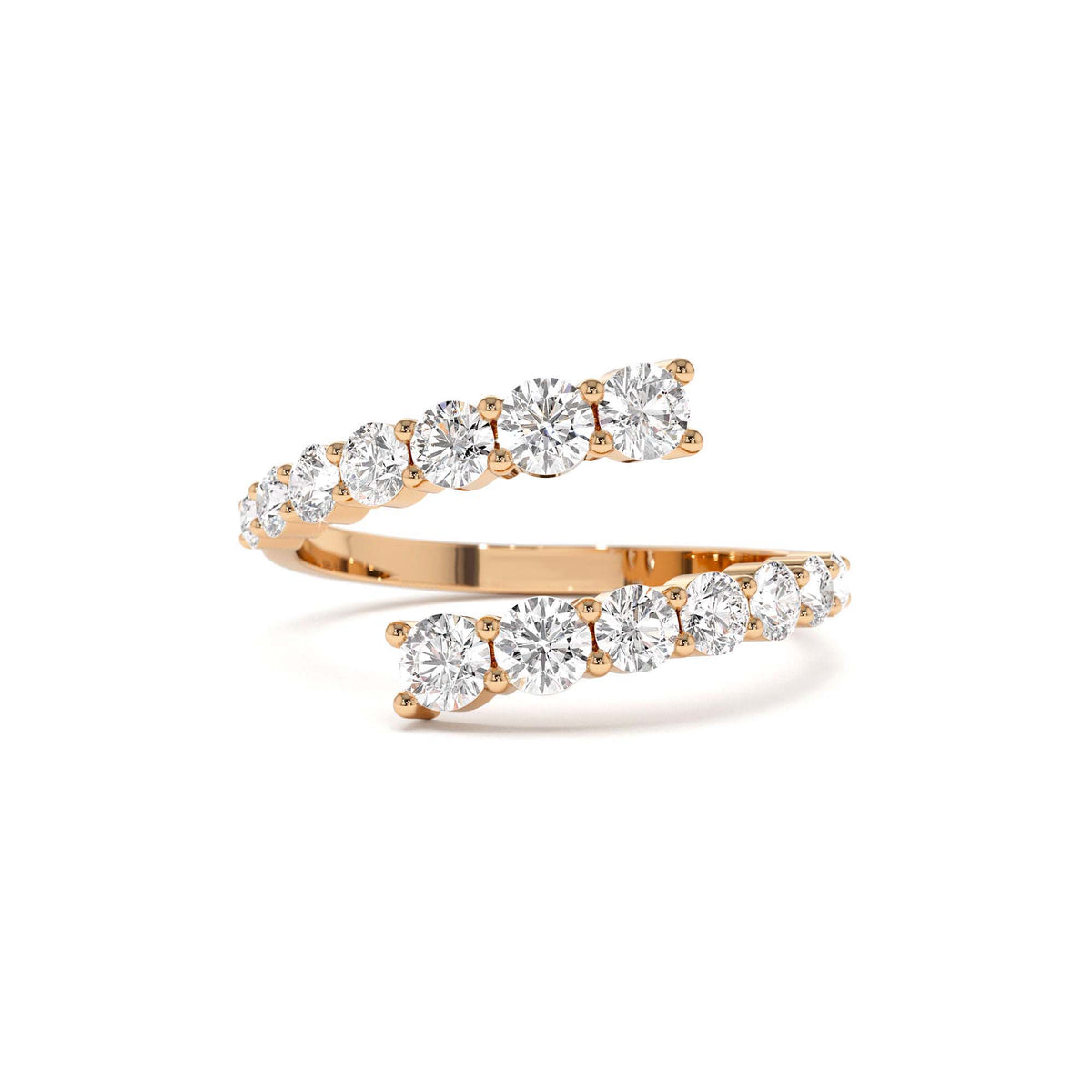 Cross Over Graduated Diamond Wrap Ring in 14K Gold — view 5