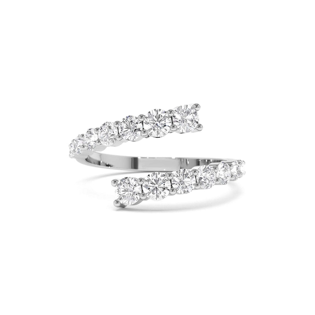 Cross Over Graduated Diamond Wrap Ring in 14K Gold — view 4