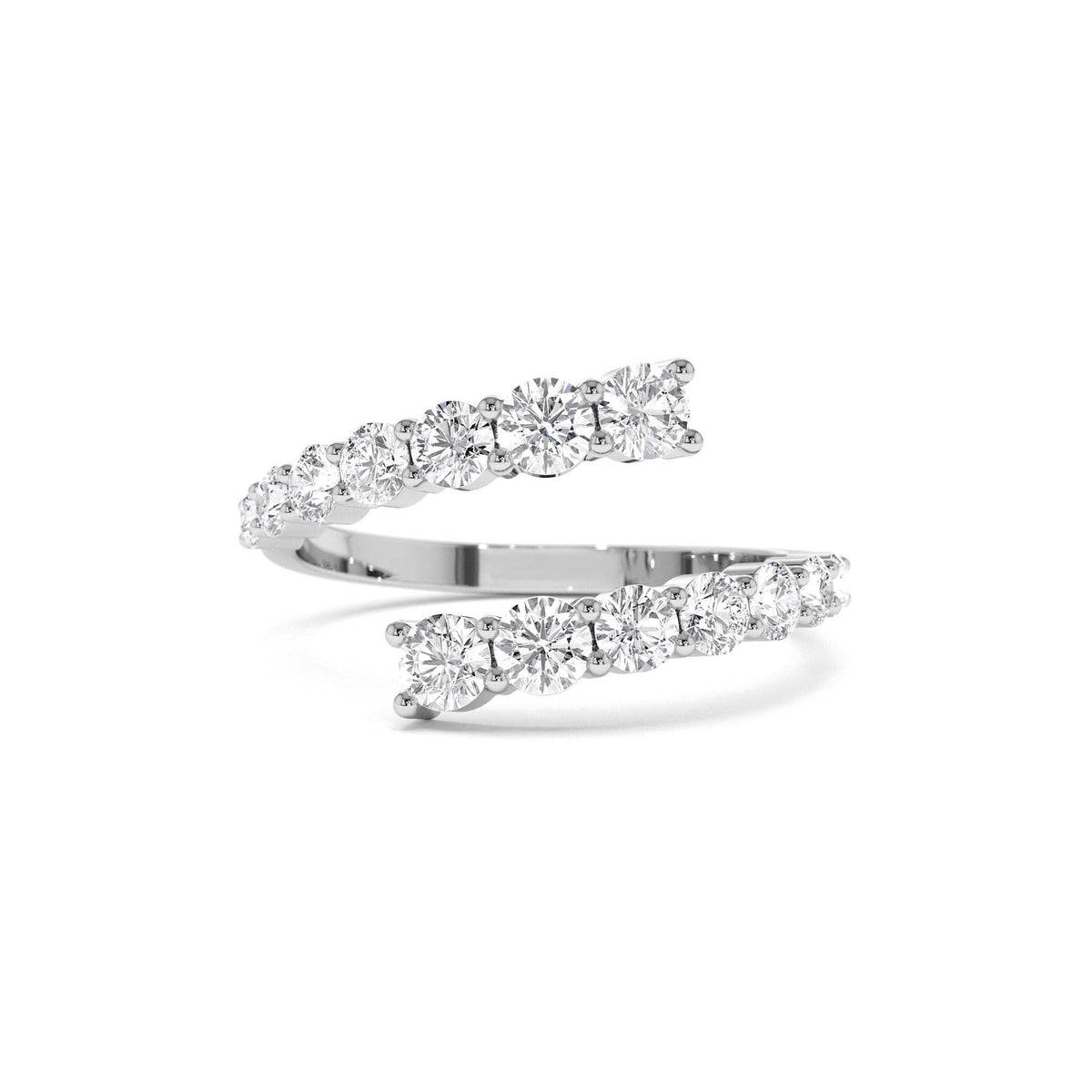 Cross Over Graduated Diamond Wrap Ring in 14K Gold — view 4